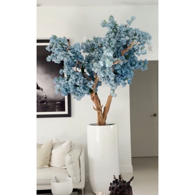 Vaso St. Tropez branco fosco com cerejeira azul lançamento